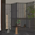 New Chinese-style screen metal screen partition 3d model
