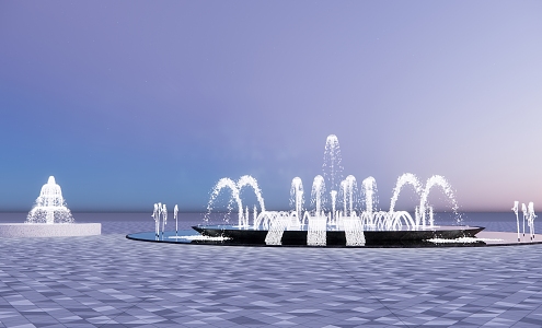 modern fountain waterscape fountain 3d model