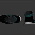 High Top Dark And Turquoise Shoes Featuring White Sole And Laces Design