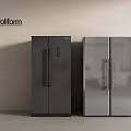 Poliform Modern Sleek Double Door Refrigerators in Black and Silver