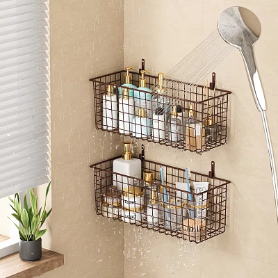 Bathroom Wall Mounted Storage Baskets For Toiletries In Shower Area 3d model