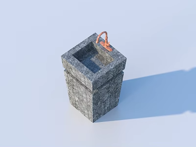 Modern Square Stone Sink With Copper Faucet For Daily Home Use 3d model