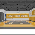 Modern Sports Fitness Gym Interior With Apparel Display Basketball Elements And Seating Area