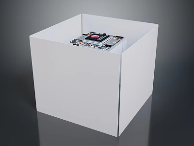 Computer Motherboard Hardware Component with Electronic Parts Inside White Box Case 3d model