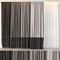 Modern Layered Curtains With Black Gray And White Color Block Design