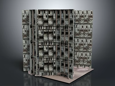 Detailed Architectural Model Of Modern Multi Storey Apartment Building With Windows And Balconies 3d model