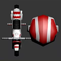 Cute Red And White Striped Cartoon Character With Motorcycle Model Ornament Decoration Set