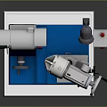 Industrial Grinding Machine With Motor Grinding Wheel Blue Tabletop And Cabinet Base Lamp
