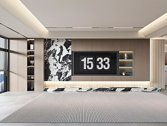 Custom TV background cabinet background wall 3d model