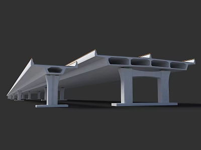 Multiple Concrete Columns Supporting Modern Bridge Structure With Architectural Design 3d model