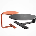 Modern Coffee Table With Orange And Black Round Top And Geometric Base 3d model