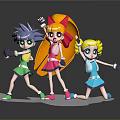 Vibrant Cartoon Girl Characters With Various Hairstyles Colorful Outfits And Dynamic Poses