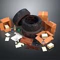 High Quality Auto Parts Display With Tires Boxes And Various Components 3d model