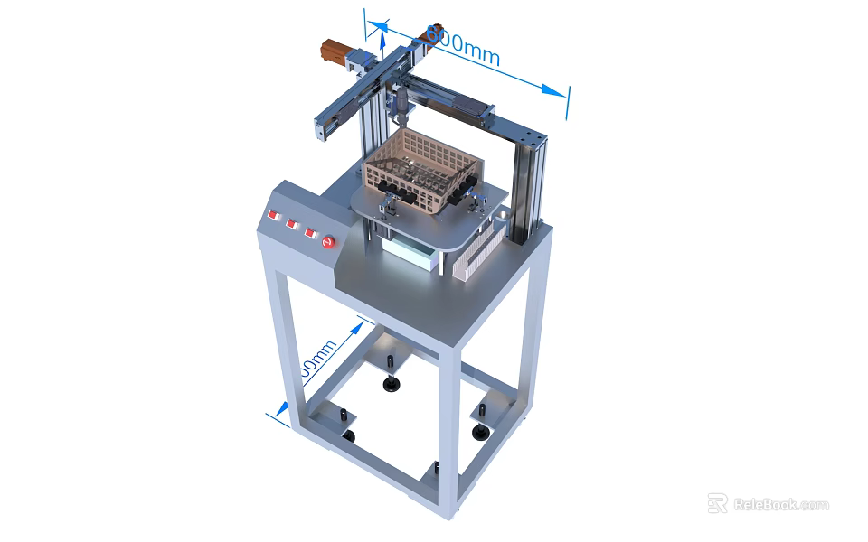 Industrial Equipment Featuring Vertical Structure Control Panel Grid Basket Measured Dimensions And Wheels 3d model 