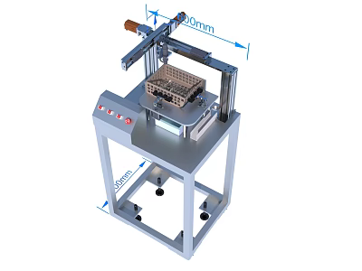 Industrial Equipment Featuring Vertical Structure Control Panel Grid Basket Measured Dimensions And Wheels 3d model
