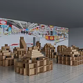 Wooden Display Shelves In Retail Store Interior With Multiple Storage Units And Open Design