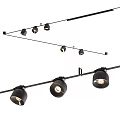 Black Track Spotlights With Multiple Adjustable Heads For Modern Home Lighting 3d model