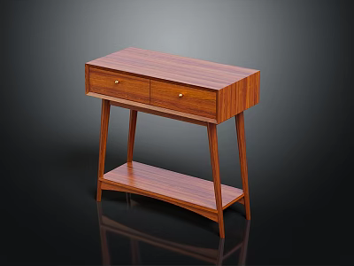 Modern Wooden Shoe Cabinet With Two Drawers And Lower Storage Shelf 3d model