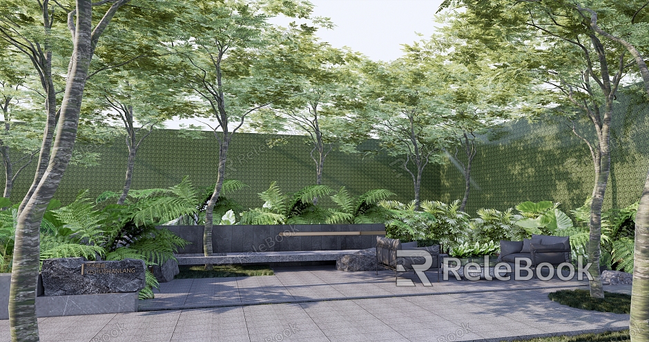 Modern Landscape Residential Community Rest Plant Combination Landscape Wall model