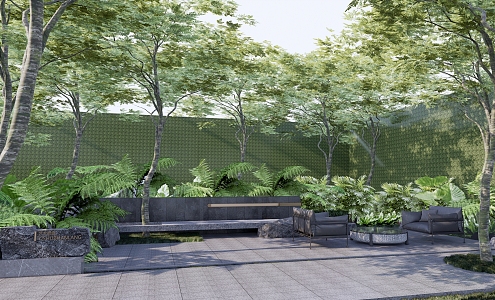 Modern Landscape Residential Community Rest Plant Combination Landscape Wall 3d model