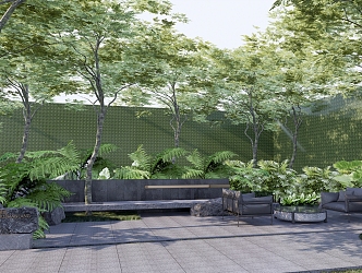 Modern Landscape Residential Community Rest Plant Combination Landscape Wall 3d model