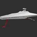 Detailed Gray Warship Model Featuring White Top Structure and Red Supports 3d model