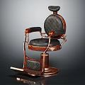 Vintage Barber Chair Furniture With Wooden Armrests Leather Seat And Metal Base