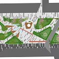 Modern Landscape Design Plan With Green Spaces Pedestrian Paths And Geometric Layout