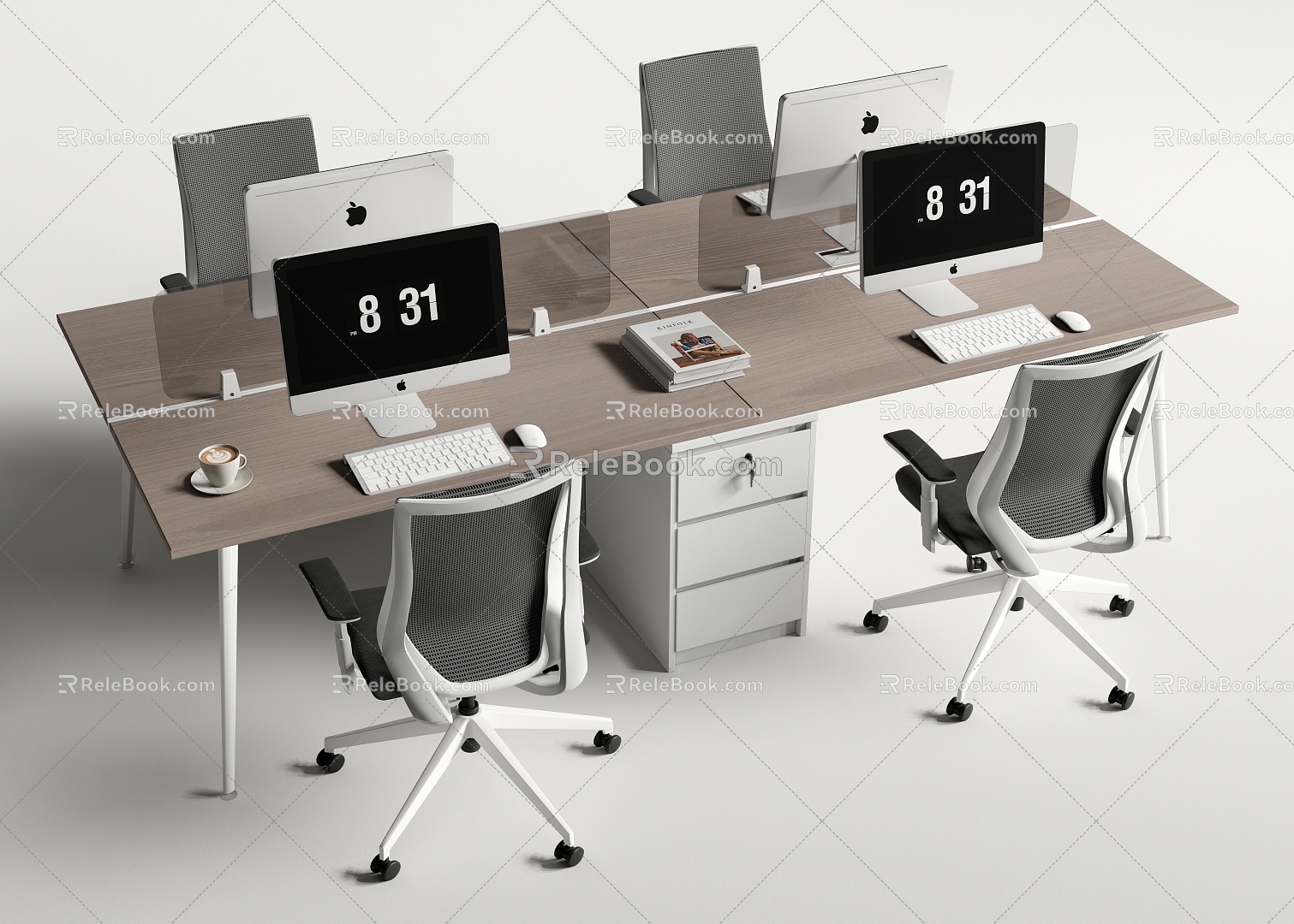 Modern Office Desk and Chair Staff Office Desk and Chair Multi-person Desk Staff Card Computer 3d model