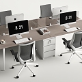 Modern Office Desk and Chair Staff Office Desk and Chair Multi-person Desk Staff Card Computer 3d model