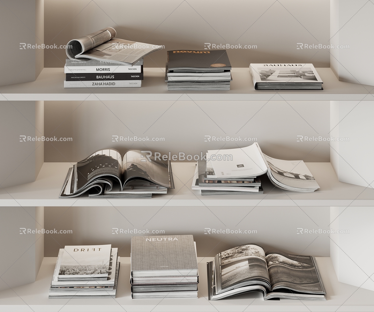 Modern Books and Magazines 3d model