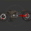 Modern Sleek Motorcycle Featuring Black Silver Metal Body Large Wheels Red Accents Sporty Design