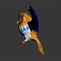 Origami Style Game And Movie Character Owl With Blue Wings Orange Body And Reflection