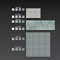 Ceramic Tile Components Design With Light Blue Gray White Marble Textures And Mosaic Patterns 3d model