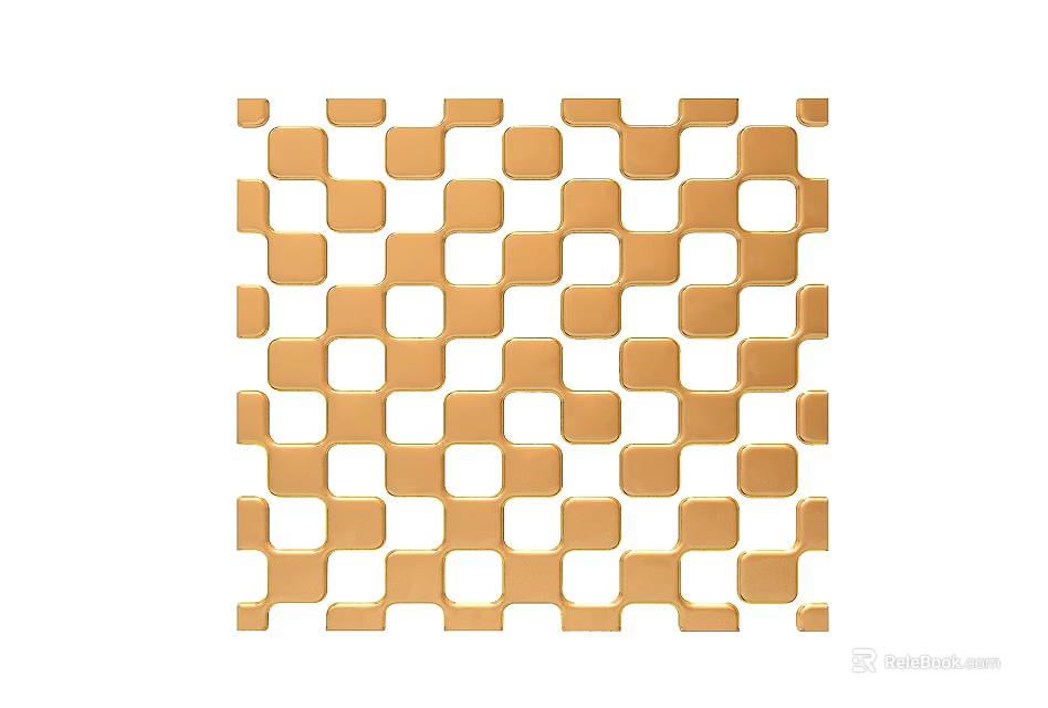 Modern Elegant Golden Geometric Grid Wall Decor With Square Hollow Patterns 3d model