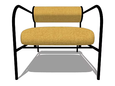 Yellow Fabric Upholstered Single Sofa With Black Metal Frame Modern Design 3d model
