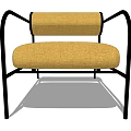 Yellow Fabric Upholstered Single Sofa With Black Metal Frame Modern Design