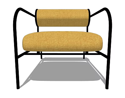 Yellow Fabric Upholstered Single Sofa With Black Metal Frame Modern Design 3d model