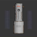 Satellite Spacecraft With Solar Panels And Cylindrical Metallic Structure