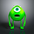 Green One Eyed Monster With Large Eye Sharp Ears Small Arms And Legs