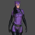 Cat Inspired Female Character in Purple Bodysuit With Cat Ear Mask Black Gloves And Boots