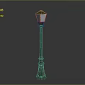 Vintage Street Lamp With Textured Pedestal Base And Lantern Shade