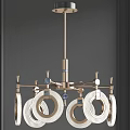 Elegant Modern Chandelier With Metal Frame Circular Rings Crystal Details And Blue Accents