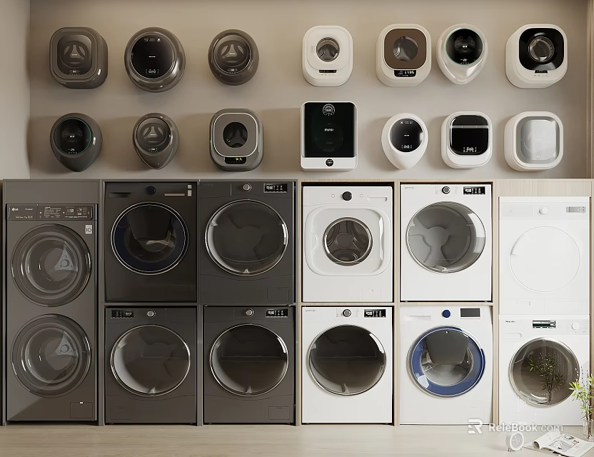 Multiple Modern Washing Machines With Different Styles And Colors On 3d model 