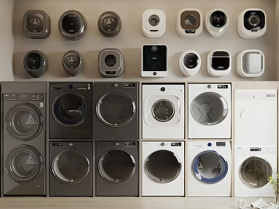 Multiple Modern Washing Machines With Different Styles And Colors On 3d model