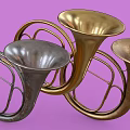 Vintage Commercial Equipment Horns with Gold Silver and Copper Color Finishes