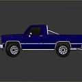 Classic Blue Single Cab Truck With Shiny Exterior On Black Background