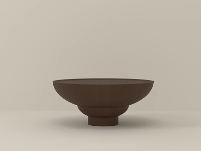 Minimalist Modern Coffee Table With Dark Brown Wooden Finish Round Top And Pedestal Base Design 3d model
