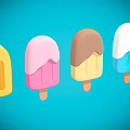 Vibrant Colorful Popsicles With Assorted Coated Tops On Blue Background