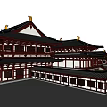 Traditional Ancient Chinese Building With Multiple Tiered Roofs Curved Eaves And Courtyard